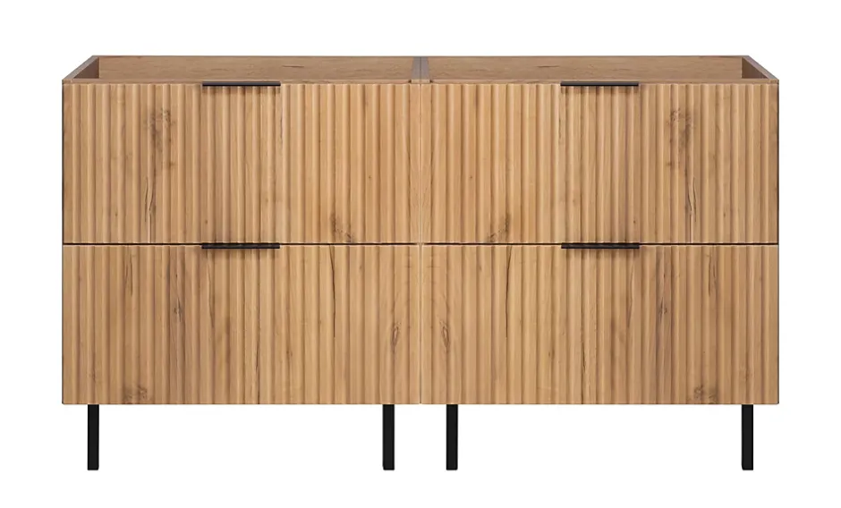 Furnidea Meuble sous double vasque avec plan sur pieds FLOW chêne craft 120 cm