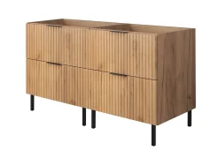 Furnidea Meuble sous double vasque avec plan sur pieds FLOW chêne craft 120 cm