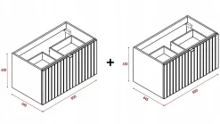 Furnidea Meuble sous double vasque suspendu HARMO 160 cm Façade rainuré vert semi-mat* Meuble Sous Lavabo