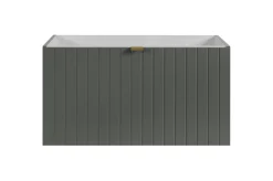 Furnidea Meuble sous double vasque suspendu HARMO 160 cm Façade rainuré vert semi-mat* Meuble Sous Lavabo