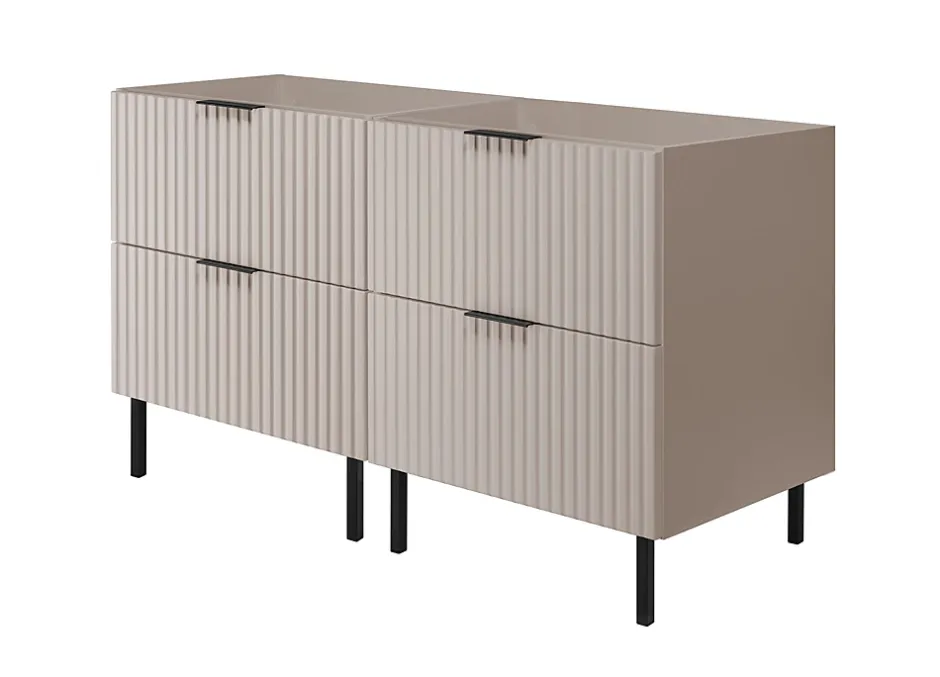 Furnidea Meuble sous double vasque sur pieds FLOW cachemire 120 cm* Meuble Sous Lavabo