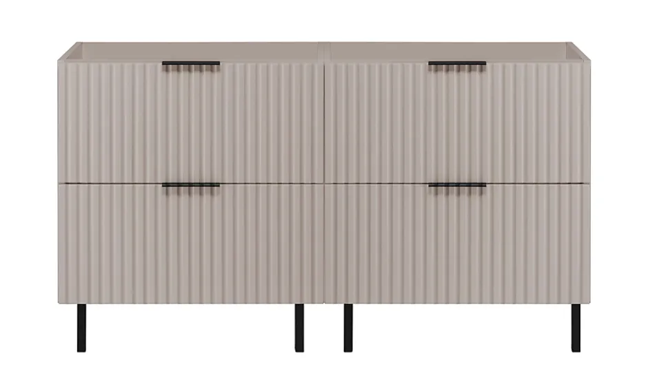 Furnidea Meuble sous double vasque sur pieds FLOW cachemire 120 cm* Meuble Sous Lavabo