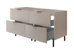 Furnidea Meuble sous double vasque sur pieds FLOW cachemire 120 cm* Meuble Sous Lavabo