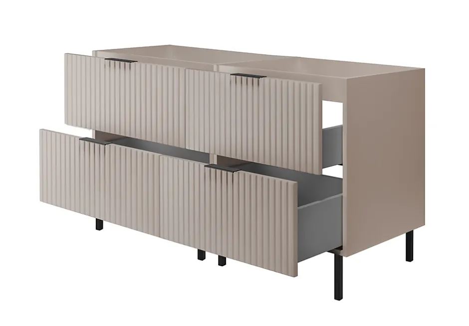 Furnidea Meuble sous double vasque sur pieds FLOW cachemire 120 cm* Meuble Sous Lavabo