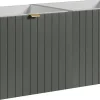 Furnidea Meuble sous double vasque suspendu HARMO 100 cm Façade rainuré vert semi-mat