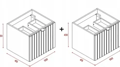 Furnidea Meuble sous double vasque suspendu HARMO 100 cm Façade rainuré vert semi-mat