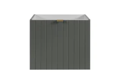 Furnidea Meuble sous double vasque suspendu HARMO 100 cm Façade rainuré vert semi-mat