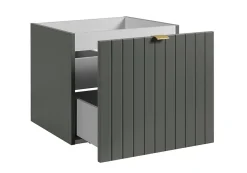 Furnidea Meuble sous double vasque suspendu HARMO 100 cm Façade rainuré vert semi-mat