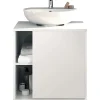 Pegane Meuble sous lavabo 1 porte coloris blanc brillant - Hauteur 64 x Longueur 59 x Profondeur 45 cm