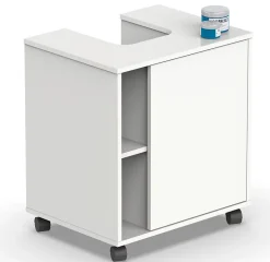 Pegane Meuble sous lavabo 1 porte coloris blanc brillant - Hauteur 64 x Longueur 59 x Profondeur 45 cm