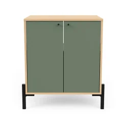 Box & Beyond Meuble sous lavabo 2 portes bois naturel et vert 69 x 50 x 78 cm