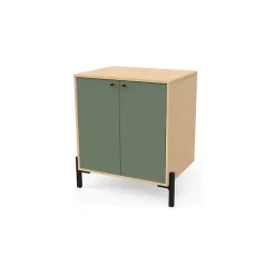 Box & Beyond Meuble sous lavabo 2 portes bois naturel et vert 69 x 50 x 78 cm