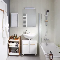 GoodHome Meuble sous lavabo à poser Ladoga L. 60 x H. 65 x P. 36 cm* Meuble De Salle De Bains Faible Profondeur|Meuble Sous Lavabo