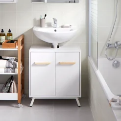 GoodHome Meuble sous lavabo à poser Ladoga L. 60 x H. 65 x P. 36 cm* Meuble De Salle De Bains Faible Profondeur|Meuble Sous Lavabo