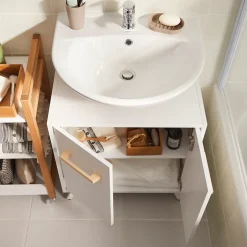 GoodHome Meuble sous lavabo à poser Ladoga L. 60 x H. 65 x P. 36 cm* Meuble De Salle De Bains Faible Profondeur|Meuble Sous Lavabo