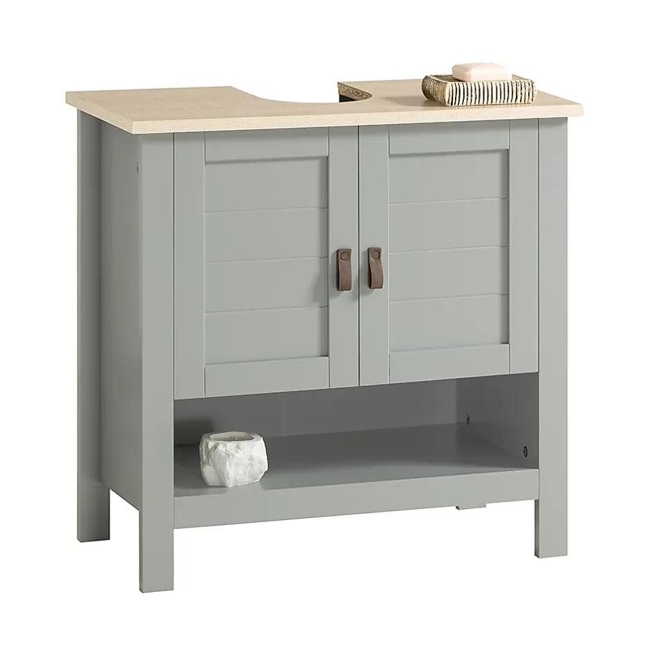 Sobuy Meuble sous Lavabo avec 2 Portes et 1 Compartiment Ouvert, BZR69-HG,