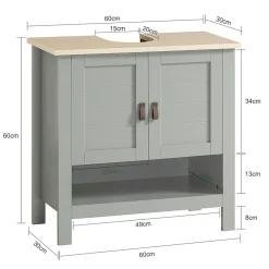 Sobuy Meuble sous Lavabo avec 2 Portes et 1 Compartiment Ouvert, BZR69-HG,