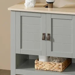 Sobuy Meuble sous Lavabo avec 2 Portes et 1 Compartiment Ouvert, BZR69-HG,