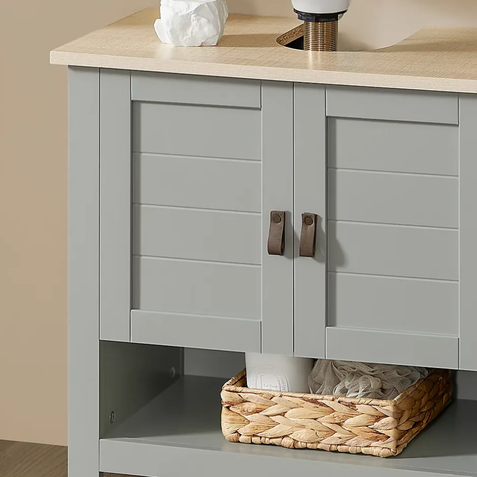 Sobuy Meuble sous Lavabo avec 2 Portes et 1 Compartiment Ouvert, BZR69-HG,