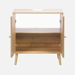 Sweeek Meuble sous lavabo décor bois et cannage Bohème 65 x 40 x 70 cm naturel* Lave-Mains
