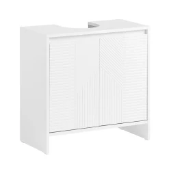 Sobuy Meuble sous Lavabo de Salle de Bain avec 2 Portes et 2 Étagères, Blanc, L60xP30xH61 cm, BZR157-W* Meuble Sous Lavabo