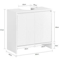 Sobuy Meuble sous Lavabo de Salle de Bain avec 2 Portes et 2 Étagères, Blanc, L60xP30xH61 cm, BZR157-W* Meuble Sous Lavabo