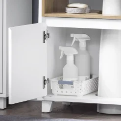 Sobuy Meuble Sous Lavabo de Salle de Bain Meuble évier de Cuisine, 2 Portes, BZR148-W,* Meuble Sous Lavabo