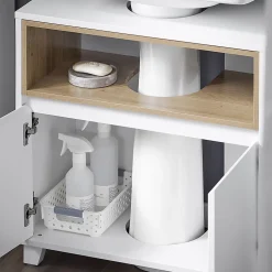 Sobuy Meuble Sous Lavabo de Salle de Bain Meuble évier de Cuisine, 2 Portes, BZR148-W,* Meuble Sous Lavabo