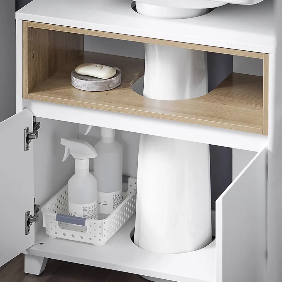 Sobuy Meuble Sous Lavabo de Salle de Bain Meuble évier de Cuisine, 2 Portes, BZR148-W,* Meuble Sous Lavabo