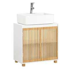 Sobuy Meuble sous Lavabo de Salle de Bain à 2 Portes en Bambou, BZR125-W,