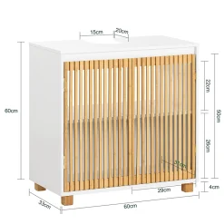 Sobuy Meuble sous Lavabo de Salle de Bain à 2 Portes en Bambou, BZR125-W,