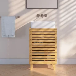 [En.Casa] Meuble sous lavabo Iveland bambou 60 x 40 x 30 cm en.casa* Meuble Sous Lavabo