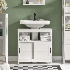 Sobuy Meuble sous lavabo Meuble sous évier Meuble de Salle, FRG128-II-W,