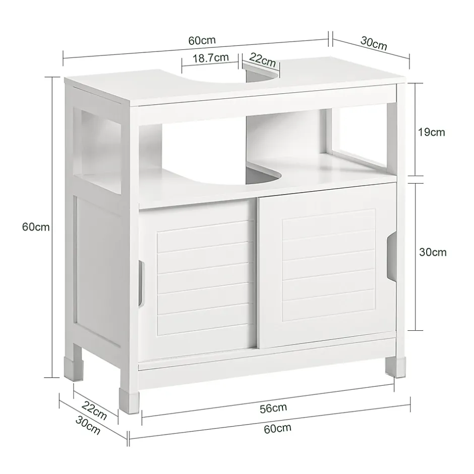 Sobuy Meuble sous lavabo Meuble sous évier Meuble de Salle, FRG128-II-W,