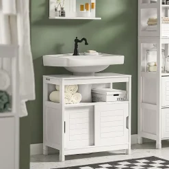 Sobuy Meuble sous lavabo Meuble sous évier Meuble de Salle, FRG128-II-W,