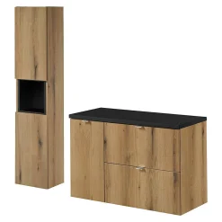 [En.Casa] Meuble sous lavabo NEWPORT 90 x 60 x 40 cm effet chêne noir en.casa* Meuble Sous Lavabo