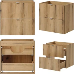 [En.Casa] Meuble sous lavabo NEWPORT 80 x 60 x 40 cm effet chêne en.casa* Meuble Sous Lavabo