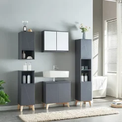 [En.Casa] Meuble sous lavabo Overath 60 x 60 x 30 cm gris en.casa* Meuble Sous Lavabo
