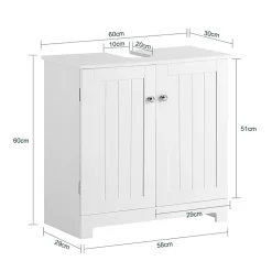 Sobuy Meuble Sous Lavabo Salle de Bain à 2 étages 2 Portes, BZR18-W,