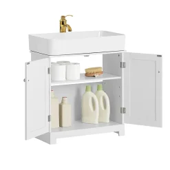 Sobuy Meuble Sous Lavabo Salle de Bain à 2 étages 2 Portes, BZR18-W,