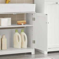 Sobuy Meuble Sous Lavabo Salle de Bain à 2 étages 2 Portes, BZR18-W,