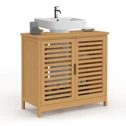 IDMarket Meuble sous lavabo salle de bain bambou BEA* Meuble Sous Lavabo