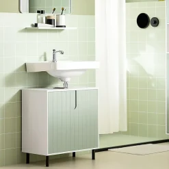 Sobuy Meuble sous Lavabo Salle de Bain, Meuble sous Vasque avec 2 Portes, , BZR139-GR* Meuble Sous Lavabo