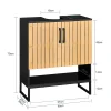 Sobuy Meuble sous Lavabo Salle de Bain 60 cm en Bambou et Métal pour Espace Réduit, BZR202-SCH* Meuble Sous Lavabo