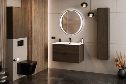 Furnidea Meuble sous lavabo suspendu TERRA VILLA coloris noyer foncé 80 cm