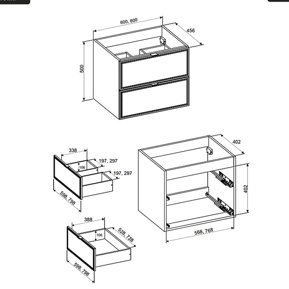 Otitec Meuble sous vasque - 80 cm - MÖRK* Meuble Sous-Vasque
