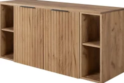 Furnidea Meuble sous vasque à 2 portes FLOW CHÊNE 120 cm avec 2 x l'étagères - extensions et plan