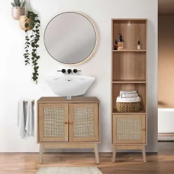 The Home Deco Factory Meuble sous vasque 2 portes Bali en cannage