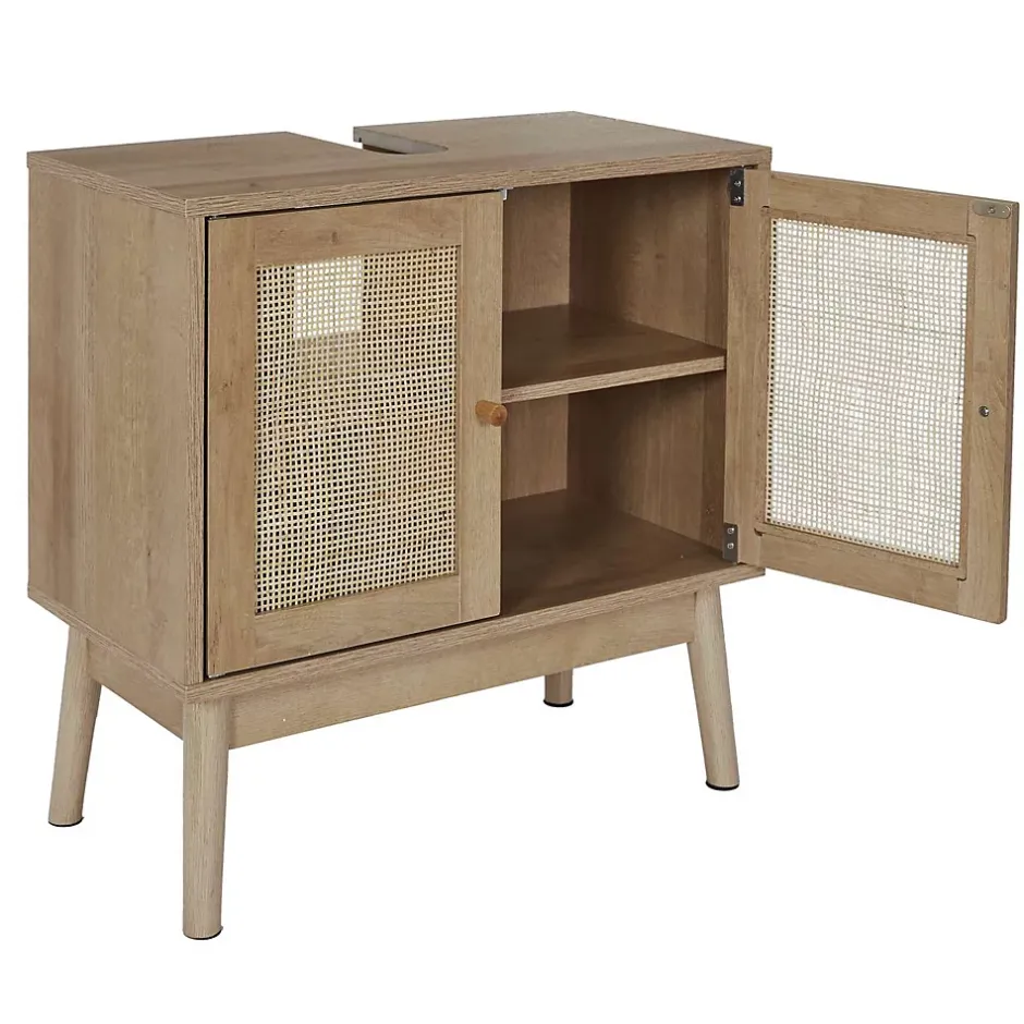 The Home Deco Factory Meuble sous vasque 2 portes Bali en cannage