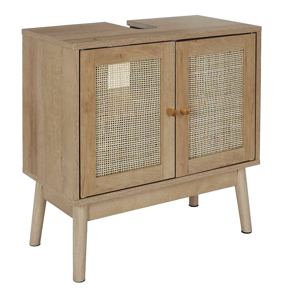 The Home Deco Factory Meuble sous vasque 2 portes Bali en cannage